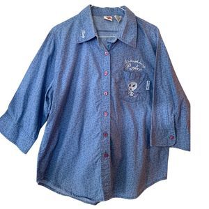 Looney Tunes Tweety Bird 3/4 Sleeve Blue Shirt L (A--081)